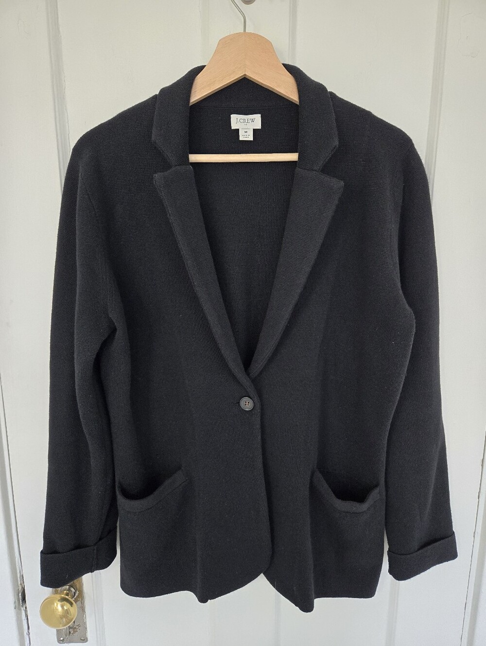 J. Crew Women's Schoolboy Sweater Blazer Size M Cardigan Dark Academia Black